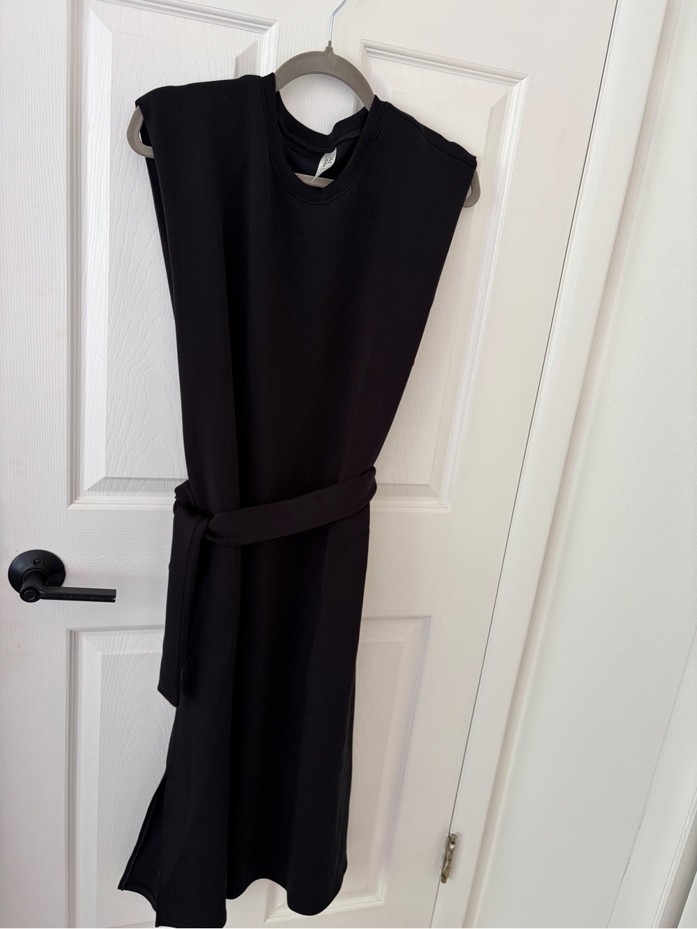 SPANX Air Essentials Black Sleeveless Dress with Self-Tie Belt
